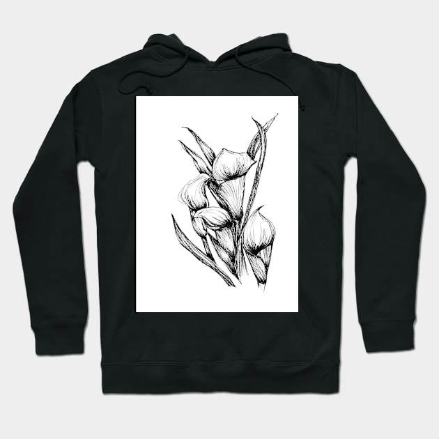 Calla Lily Ink Hoodie by corianndesigns